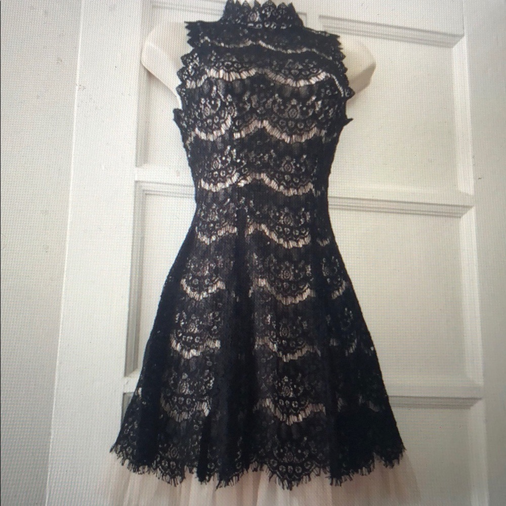 Francesca’s collection Black lace and Tan dress